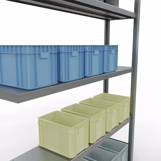 Produktbild Nr 13 des Artikels Anbauregal, Fachbodenregal Stecksystem MULTIplus250, 2000 x 1300 x 300 mm (HxBxT), 5 Fachböden, Längenriegel, verzinkt Abbildung Nr 13 des Artikels Anbauregal, Fachbodenregal Stecksystem MULTIplus250, 2000 x 1300 x 300 mm (HxBxT), 5 Fachböden, Längenriegel, verzinkt aus der Produktgruppe Stecksystem von der Marke Schulte Lagertechnik