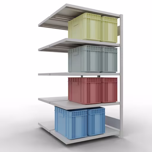 Zusatzbild des Artikels Anbauregal, Doppelregal, Fachbodenregal Stecksystem MULTIplus250, 2000 x 1000 x (2x600) mm (HxBxT), 2x5 Fachböden, Längenriegel, RAL 7035 lichtgrau Zusatzbild des Artikels Anbauregal, Doppelregal, Fachbodenregal Stecksystem MULTIplus250, 2000 x 1000 x (2x600) mm (HxBxT), 2x5 Fachböden, Längenriegel, RAL 7035 lichtgrau aus Doppelregale