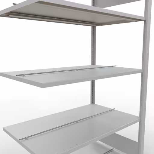 Anbauregal, Büro-Fachbodenregal Stecksystem MULTIplus150, 1800 x 1000 x 600 mm (HxBxT), 5 Fachböden, Längenriegel, mit Mittelanschlag, lichtgrau von Schulte Lagertechnik aus der Kategorie Büroregale