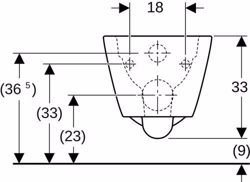Technische Zeichnung 4021838 Geberit Smyle Wand-WC, eckig, Tiefspüler geschlossene Form, Rimfree, weiß
