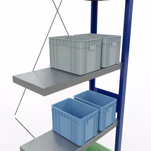 Produktbild Nr 12 des Artikels Anbauregal, Fachbodenregal Stecksystem MULTIplus250, 3000 x 750 x 300 mm (HxBxT), 7 Fachböden, Kreuzstrebe, RAL 5010 enzianblau/verzinkt/verzinkt Abbildung Nr 12 des Artikels Anbauregal, Fachbodenregal Stecksystem MULTIplus250, 3000 x 750 x 300 mm (HxBxT), 7 Fachböden, Kreuzstrebe, RAL 5010 enzianblau/verzinkt/verzinkt aus der Produktgruppe Stecksystem von der Marke Schulte Lagertechnik