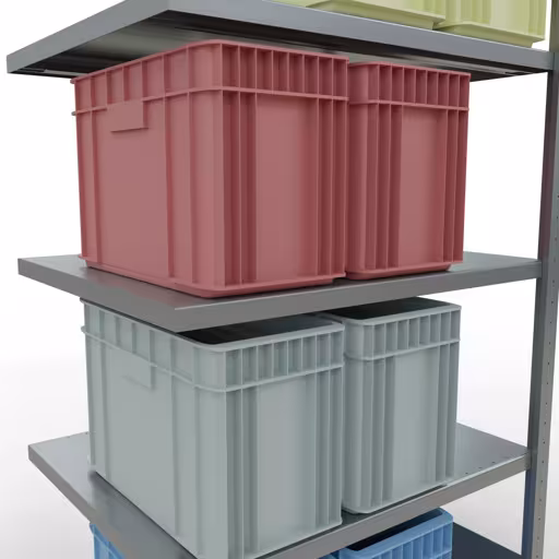 Abbildung Nr 12 des Artikels Anbauregal, Fachbodenregal Stecksystem MULTIplus250, 2000 x 1000 x 800 mm (HxBxT), 5 Fachböden, Längenriegel, verzinkt aus der Produktgruppe Stecksystem von der Marke Schulte Lagertechnik