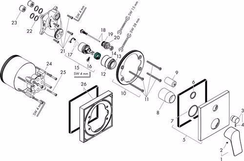 Hansgrohe Fertigmontageset VIVENIS für Unterputz-Wannenmischer ohne Sicherungskombination chrom