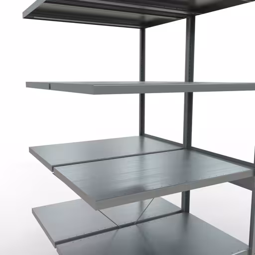 Produktbild Nr.7 des Artikels Anbauregal, Doppelregal, Fachbodenregal Stecksystem MULTIplus250, 2500 x 1000 x (2x600) mm (HxBxT), 2x6 Fachböden, Kreuzstrebe, verzinkt aus der Produktreihe Fachbodenregale von der Marke Schulte Lagertechnik