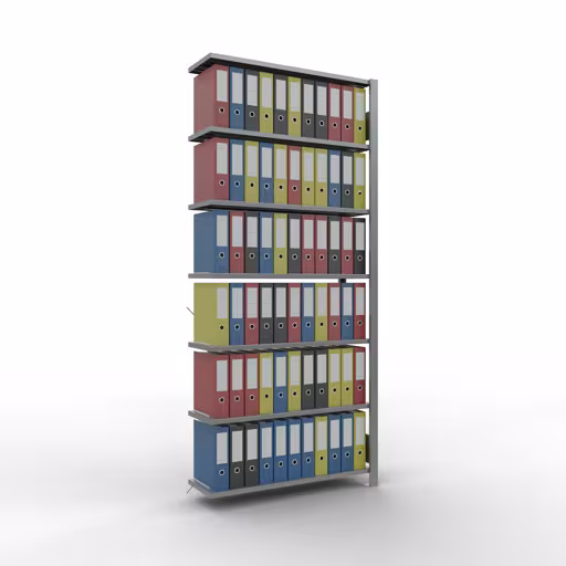 Anbauregal, Büro-Fachbodenregal Stecksystem MULTIplus85, 2300 x 1000 x 300 mm (HxBxT), 7 Fachböden, Kreuzstrebe, verzinkt, ohne Anschlagleiste von der Marke Schulte Lagertechnik aus der Produktreihe Büroregale