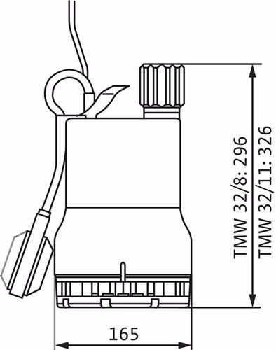 Technische Zeichnung 3992256 Schmutzwasser-Tauchmotorpumpe Drain TM/TMW/TMR 32 TMW 32/8,3 m Kabel, 0,37 kW TMW 32/8,3 m Kabel, 0,37 kW WILO
