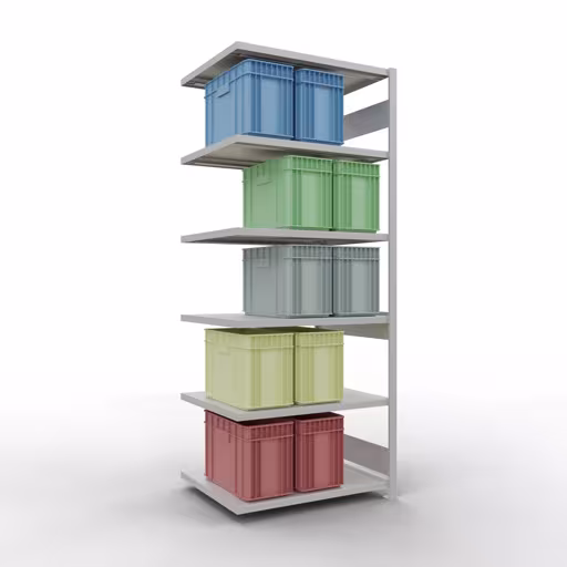 Produktbild Nr 12 des Artikels Anbauregal, Fachbodenregal Stecksystem MULTIplus330, 2500 x 1000 x 800 mm (HxBxT), 6 Fachböden, Längenriegel, RAL 7035 lichtgrau Abbildung Nr 12 des Artikels Anbauregal, Fachbodenregal Stecksystem MULTIplus330, 2500 x 1000 x 800 mm (HxBxT), 6 Fachböden, Längenriegel, RAL 7035 lichtgrau aus der Produktgruppe Stecksystem von der Marke Schulte Lagertechnik