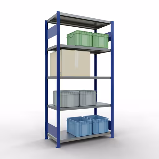 Produktbild Nr 15 des Artikels Grundregal, Fachbodenregal Stecksystem MULTIplus250, 2000 x 1000 x 500 mm (HxBxT), 5 Fachböden, Längenriegel, RAL 5010 enzianblau/verzinkt Abbildung Nr 15 des Artikels Grundregal, Fachbodenregal Stecksystem MULTIplus250, 2000 x 1000 x 500 mm (HxBxT), 5 Fachböden, Längenriegel, RAL 5010 enzianblau/verzinkt aus der Produktgruppe Stecksystem von der Marke Schulte Lagertechnik