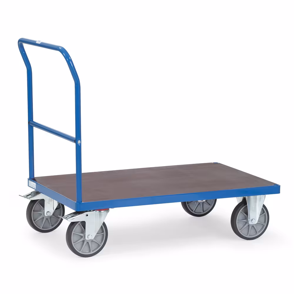 Schiebebügelwagen - wasserfeste Plattform aus Stahlrohr und Profilstahl geschweißt, pulverbeschichtet brillantblau RAL 5007 von Fetra Schiebebügelwagen - wasserfeste Plattform aus Stahlrohr und Profilstahl geschweißt, pulverbeschichtet brillantblau RAL 5007 aus der Kategorie Wagen