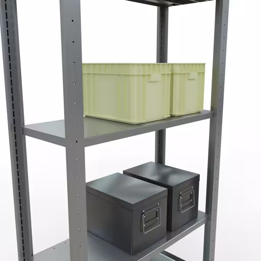 Produktbild Nr.7 des Artikels Grundregal, Fachbodenregal Stecksystem MULTIplus150, 2000 x 750 x 300 mm (HxBxT), 5 Fachböden, Längenriegel, verzinkt aus der Produktreihe Stecksystem von der Marke Schulte Lagertechnik