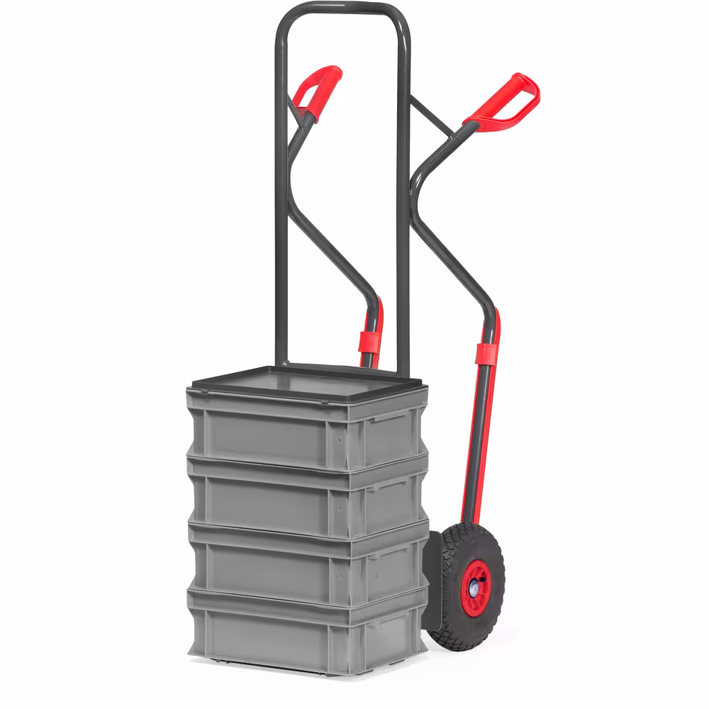 Stapelkarre B1330L-7016 mit Stahlblechschaufel, stabile Schweißkonstruktion, pulverbeschichtet, anthrazitgrau RAL 7016, Sicherheitsgriffe von Fetra aus der Kategorie Transportsysteme
