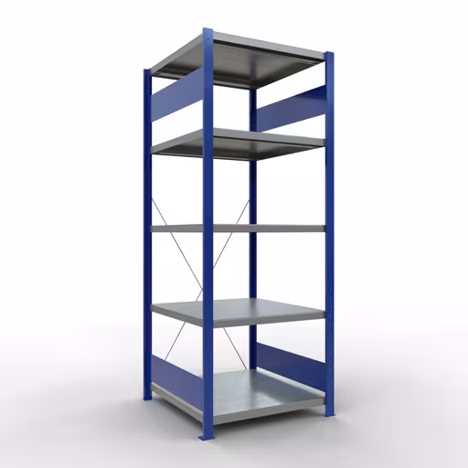 Abbildung Nr 12 des Artikels Grundregal, Fachbodenregal Stecksystem MULTIplus250, 2000 x 750 x 800 mm (HxBxT), 5 Fachböden, Kreuzstrebe, RAL 5010 enzianblau/verzinkt/verzinkt aus der Produktgruppe Stecksystem von der Marke Schulte Lagertechnik