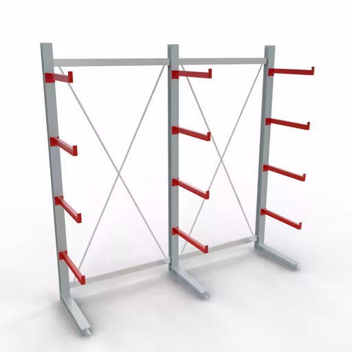 K 6000 Komplettregal, einseitig, 3000 x 3000 x 750 mm, RAL 7001 / RAL 3000, 5 Lagerebenen aus der Kategorie K6000 für schwere Güter mit der Artikelnummer 28703
