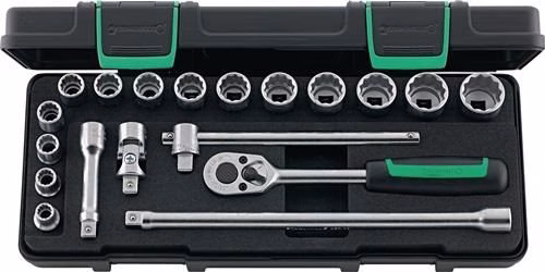 Set di 19 bussole da 3/8" 45/14/5i, misura chiave 8-22 mm, 30 denti, 12 punte, STAHLWILLE, dalla categoria set di bussole da 3/8", codice articolo 4000826321