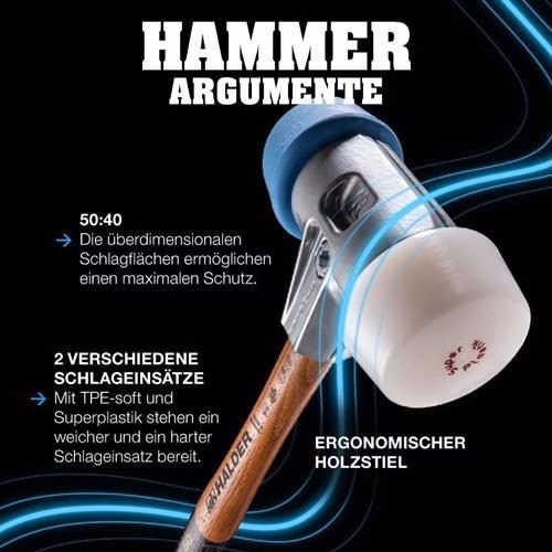 Detailbild 3984186 Schonhammer SIMPLEX Länge 330mm Kopf-Durchmesser 50mm weich/mittelhart Holz