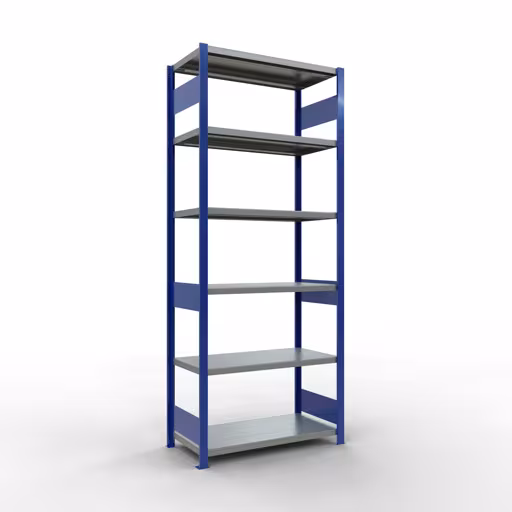 Abbildung Nr 14 des Artikels Grundregal, Fachbodenregal Stecksystem MULTIplus330, 2500 x 1000 x 500 mm (HxBxT), 6 Fachböden, Längenriegel, RAL 5010 enzianblau/verzinkt aus der Produktgruppe Stecksystem von der Marke Schulte Lagertechnik