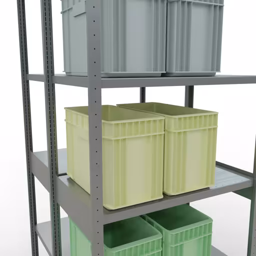 Grundregal, Doppelregal, Fachbodenregal Stecksystem MULTIplus250, 3000 x 1000 x (2x600) mm (HxBxT), 2x7 Fachböden, Längenriegel, verzinkt mit der Artikelnr. 17962 Grundregal, Doppelregal, Fachbodenregal Stecksystem MULTIplus250, 3000 x 1000 x (2x600) mm (HxBxT), 2x7 Fachböden, Längenriegel, verzinkt von Schulte Lagertechnik aus der Kategorie Fachbodenregale