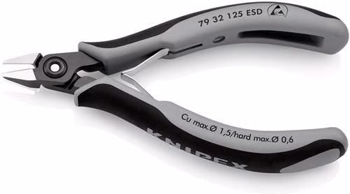 Präzisions-Elektronik-Seitenschneider ESD Länge 125mm Form 3 Facette ja,sehr klein poliert KNIPEX