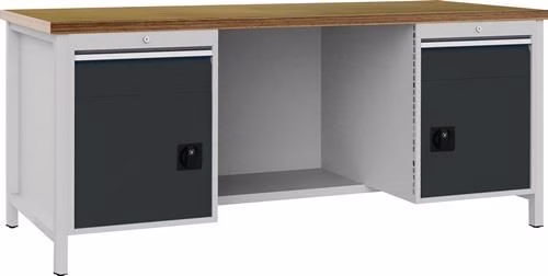Werkbank grau lichtgrau Breite 2000 x Höhe 859 x Tiefe 750 mm Buche Multiplex 40 mm 2 Schubladen 2 Türen BEDRUNKA+HIRTH von der Marke Bedrunka+Hirth Werkbank BEDRUNKA+HIRTH aus der Kategorie Werkbänke mit der Teilenummer 9000426073