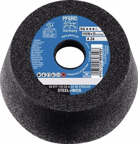 Slijpbeker ETT SG STEELOX 110/55 mm boring 22,23 mm PFERD TOOLS van het merk Pferd Tools Slijpkom ETT SG STEELOX 110/55 mm boring 22,23 mm PFERD TOOLS uit de categorie slijpschijven