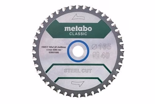 Kreissägeblatt Steel Cut Classic D165x1,6/1,2xBohrung 20mm Zähnezahl 40 FZFA/FZFA METABO von der Marke Metabo Kreissägeblatt Steel Cut Classic D165x1,6/1,2xBohrung 20mm Zähnezahl 40 FZFA/FZFA METABO