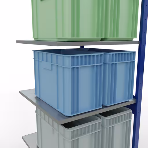 Anbauregal, Fachbodenregal Stecksystem MULTIplus150, 2500 x 750 x 800 mm (HxBxT), 6 Fachböden, Längenriegel, RAL 5010 enzianblau/verzinkt/verzinkt mit der Artikelnr. 12786-75-LR-B Anbauregal, Fachbodenregal Stecksystem MULTIplus150, 2500 x 750 x 800 mm (HxBxT), 6 Fachböden, Längenriegel, RAL 5010 enzianblau/verzinkt/verzinkt von Schulte Lagertechnik aus der Kategorie Stecksystem