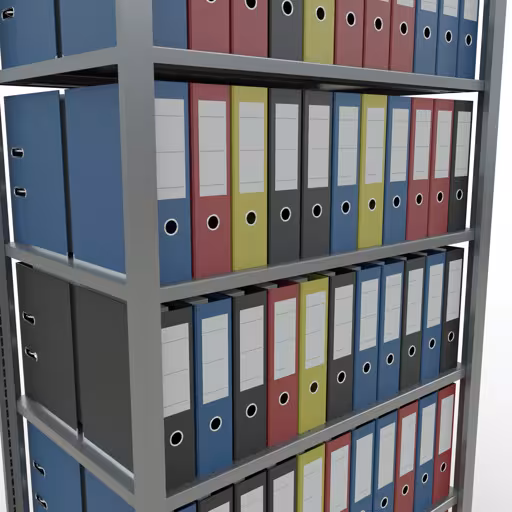 Grundregal, Büro-Fachbodenregal Stecksystem MULTIplus150, 2300 x 1000 x 600 mm (HxBxT), 7 Fachböden, Längenriegel, verzinkt, ohne Mittelanschlag von der Marke Schulte Lagertechnik aus der Produktreihe Büroregale