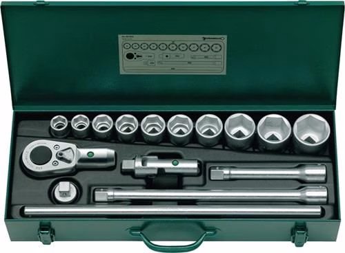 Set di 16 bussole da 3/4" 55/10/6, attacco 22-50 mm, 36 denti, 6 punte, STAHLWILLE, dalla categoria set di bussole da 3/4", codice articolo 4000826486
