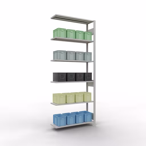 Produktbild Nr 13 des Artikels Anbauregal, Fachbodenregal Stecksystem MULTIplus85, 2500 x 1000 x 300 mm (HxBxT), 6 Fachböden, Längenriegel, RAL 7035 lichtgrau Abbildung Nr 13 des Artikels Anbauregal, Fachbodenregal Stecksystem MULTIplus85, 2500 x 1000 x 300 mm (HxBxT), 6 Fachböden, Längenriegel, RAL 7035 lichtgrau aus der Produktgruppe Stecksystem von der Marke Schulte Lagertechnik