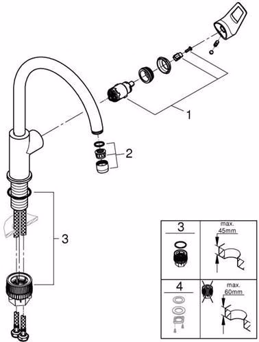 GROHE Einhand-Spültischbatterie BauLoop 31368 hoher Auslauf chrom