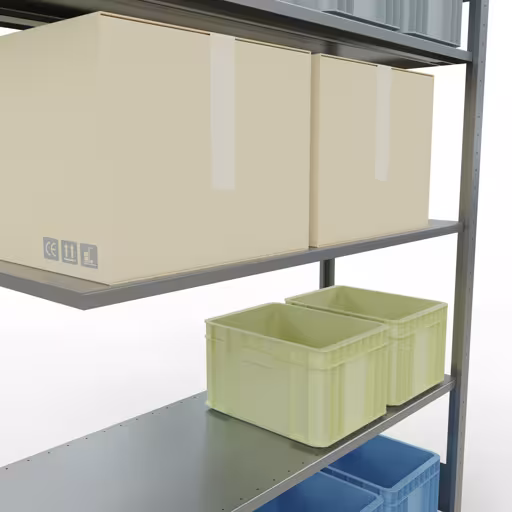 Anbauregal, Fachbodenregal Stecksystem MULTIplus150, 2000 x 1300 x 500 mm (HxBxT), 5 Fachböden, Längenriegel, verzinkt von Schulte Lagertechnik mit der Artikelnr. 12755-130-LR