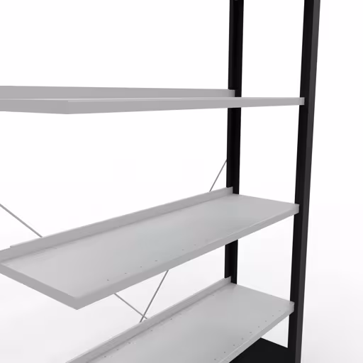 Abbildung Nr 13 des Artikels Anbauregal, Büro-Fachbodenregal Stecksystem MULTIplus85, 2000 x 1000 x 300 mm (HxBxT), 6 Fachböden, Kreuzstrebe, mit Anschlagleiste, schwarz/lichtgrau aus der Produktgruppe Büroregale von der Marke Schulte Lagertechnik