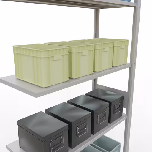 Anbauregal, Fachbodenregal Stecksystem MULTIplus85, 3000 x 1000 x 400 mm (HxBxT), 7 Fachböden, Längenriegel, RAL 7035 lichtgrau von Schulte Lagertechnik aus der Kategorie Stecksystem
