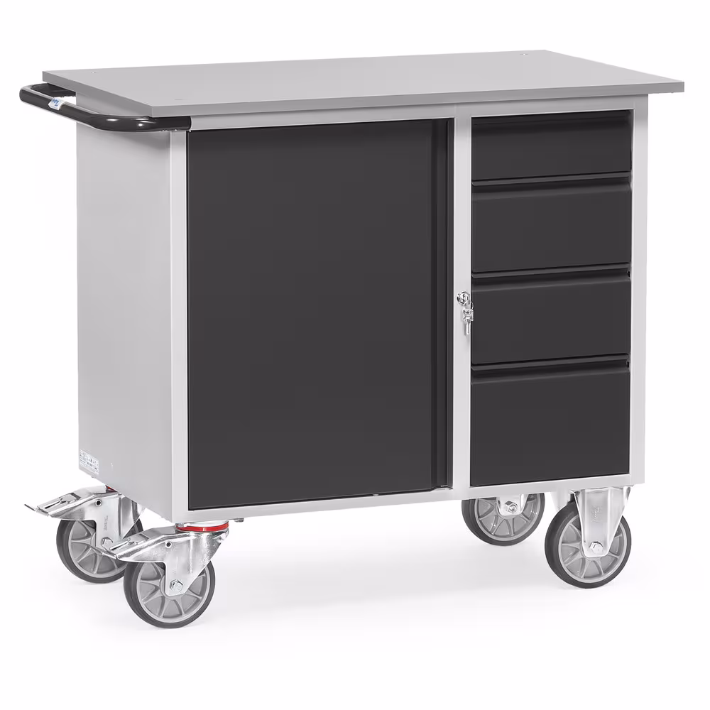 Werkstattwagen 2452-7016 pulverbeschichtet, Korpus lichtgrau RAL 7035, Front anthrazitgrau RAL 7016 aus der Kategorie Werkstattwagen mit der Artikelnummer 2452-7016