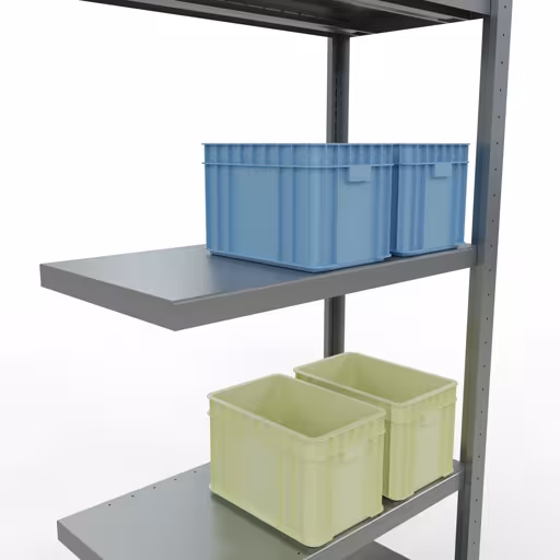 Produktbild Nr 14 des Artikels Anbauregal, Fachbodenregal Stecksystem MULTIplus250, 2000 x 750 x 400 mm (HxBxT), 5 Fachböden, Längenriegel, verzinkt Abbildung Nr 14 des Artikels Anbauregal, Fachbodenregal Stecksystem MULTIplus250, 2000 x 750 x 400 mm (HxBxT), 5 Fachböden, Längenriegel, verzinkt aus der Produktgruppe Stecksystem von der Marke Schulte Lagertechnik