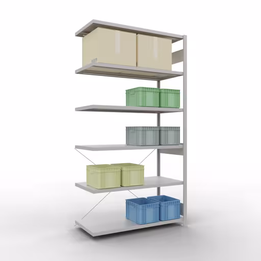 Produktbild Nr 15 des Artikels Stecksystem Anbauregal 2500x1300x600 mm, Typ 250 kg, lichtgrau Abbildung Nr 15 des Artikels Stecksystem Anbauregal 2500x1300x600 mm, Typ 250 kg, lichtgrau aus der Produktgruppe Stecksystem von der Marke Schulte Lagertechnik