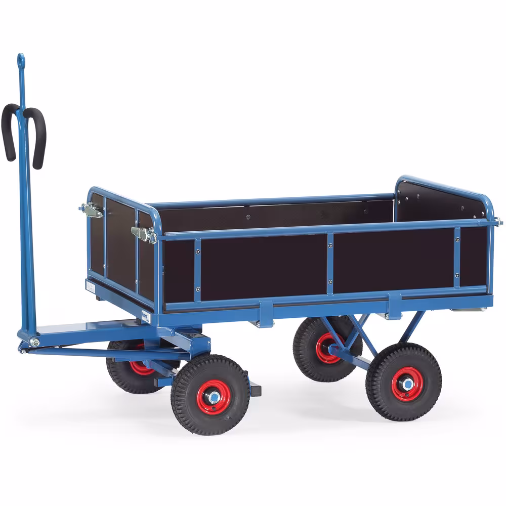 Handpritschenwagen Bordwände mit Zugöse Baukasten-System aus Profilstahl geschweißt, pulverbeschichtet blau RAL 5007, 4 Eckhülsen aus der Kategorie Handwagen/Pritschenwagen