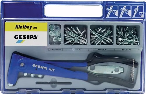 Blindnietsortiment Nietboy 135 teilig Zange NTS u.Blindniete D.4 mm i.Ku.-Koffer GESIPA aus der Kategorie Nietzangen und Nietwerkzeuge mit der Teilenummer 4000813050