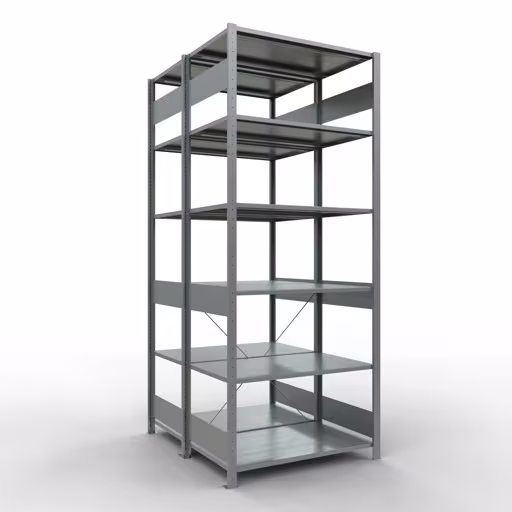 Grundregal, Doppelregal, Fachbodenregal Stecksystem MULTIplus150, 2500 x 1000 x (2x600) mm (HxBxT), 2x6 Fachböden, Kreuzstrebe, verzinkt von der Marke Schulte Lagertechnik Grundregal, Doppelregal, Fachbodenregal Stecksystem MULTIplus150, 2500 x 1000 x (2x600) mm (HxBxT), 2x6 Fachböden, Kreuzstrebe, verzinkt aus der Kategorie Doppelregale mit der Artikelnummer 13761