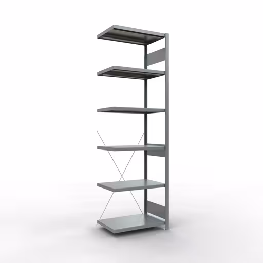 Anbauregal, Fachbodenregal Stecksystem MULTIplus250, 2500 x 750 x 500 mm (HxBxT), 6 Fachböden, Kreuzstrebe, verzinkt von der Marke Schulte Lagertechnik Anbauregal, Fachbodenregal Stecksystem MULTIplus250, 2500 x 750 x 500 mm (HxBxT), 6 Fachböden, Kreuzstrebe, verzinkt aus der Kategorie Anbauregal mit der Artikelnummer 12956-75