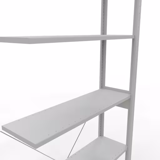 Anbauregal, Fachbodenregal Stecksystem MULTIplus85, 2500 x 1000 x 300 mm (HxBxT), 6 Fachböden, Kreuzstrebe, RAL 7035 lichtgrau von der Marke Schulte Lagertechnik aus der Produktreihe Stecksystem