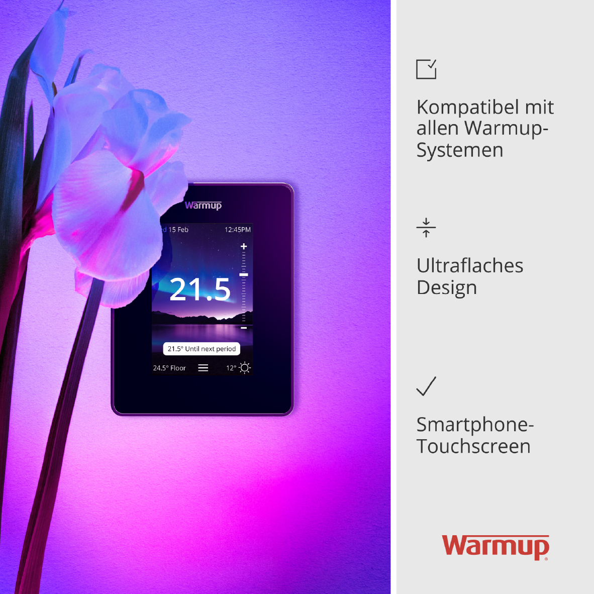 Ohne Text 3820034 Warmup 7iE Smartes Matter Kompatibles WIFI Thermostat schwarz