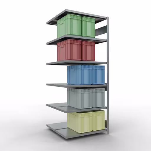 Anbauregal, Doppelregal, Fachbodenregal Stecksystem MULTIplus250, 2500 x 1000 x (2x500) mm (HxBxT), 2x6 Fachböden, Längenriegel, verzinkt aus der Kategorie Doppelregale mit der GTIN 4004514262097 Anbauregal, Doppelregal, Fachbodenregal Stecksystem MULTIplus250, 2500 x 1000 x (2x500) mm (HxBxT), 2x6 Fachböden, Längenriegel, verzinkt von der Marke Schulte Lagertechnik aus der Produktreihe Fachbodenregale