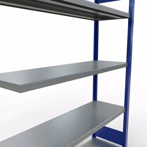 Anbauregal, Fachbodenregal Stecksystem MULTIplus250, 2000 x 1300 x 400 mm (HxBxT), 5 Fachböden, Längenriegel, RAL 5010 enzianblau/verzinkt von Schulte Lagertechnik mit der Artikelnr. 12945-130-LR-B