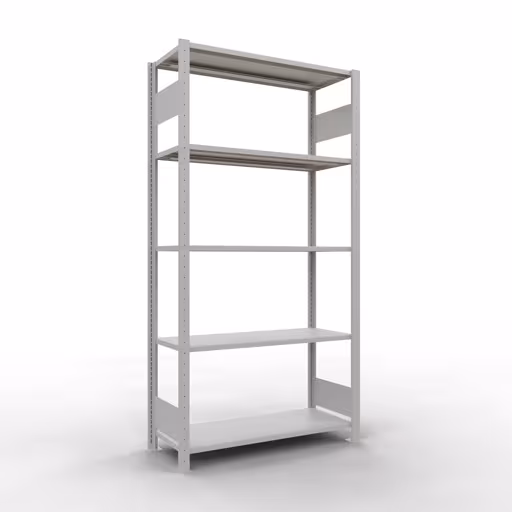 Abbildung Nr 13 des Artikels Grundregal, Fachbodenregal Stecksystem MULTIplus85, 2000 x 1000 x 400 mm (HxBxT), 5 Fachböden, Längenriegel, RAL 7035 lichtgrau aus der Produktgruppe Stecksystem von der Marke Schulte Lagertechnik