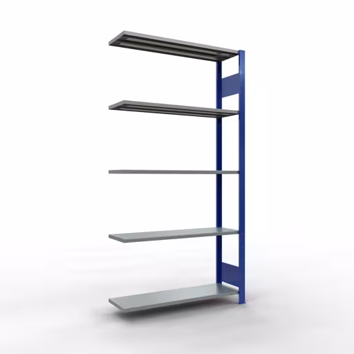 Anbauregal, Fachbodenregal Stecksystem MULTIplus85, 2000 x 1000 x 300 mm (HxBxT), 5 Fachböden, Längenriegel, RAL 5010 enzianblau von der Marke Schulte Lagertechnik Anbauregal, Fachbodenregal Stecksystem MULTIplus85, 2000 x 1000 x 300 mm (HxBxT), 5 Fachböden, Längenriegel, RAL 5010 enzianblau aus der Kategorie Anbauregal mit der Artikelnummer 13135-LR-B