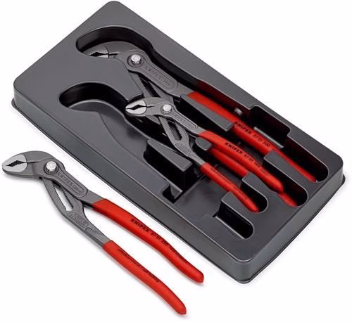 Zangensatz Cobra®-Paket Inhalt 3-teilig grau atramentiert Kunststoff-Tiefziehteil KNIPEX