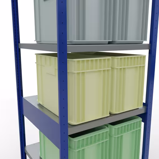 Abbildung Nr 15 des Artikels Grundregal, Fachbodenregal Stecksystem MULTIplus250, 2500 x 750 x 800 mm (HxBxT), 6 Fachböden, Längenriegel, RAL 5010 enzianblau/verzinkt/verzinkt aus der Produktgruppe Stecksystem von der Marke Schulte Lagertechnik