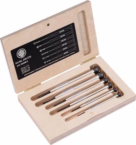Precisieschroevendraaierset 250, 6-delig, sleuf/PH, van het merk Turnus KUKKO schroevendraaierset uit de categorie schroevendraaiers met artikelnummer 4000828146