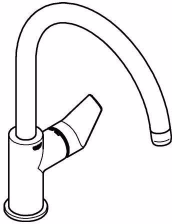Technische Zeichnung 4080532 GROHE Einhand-Spültischbatterie BauEdge 31367 hoher Auslauf chrom